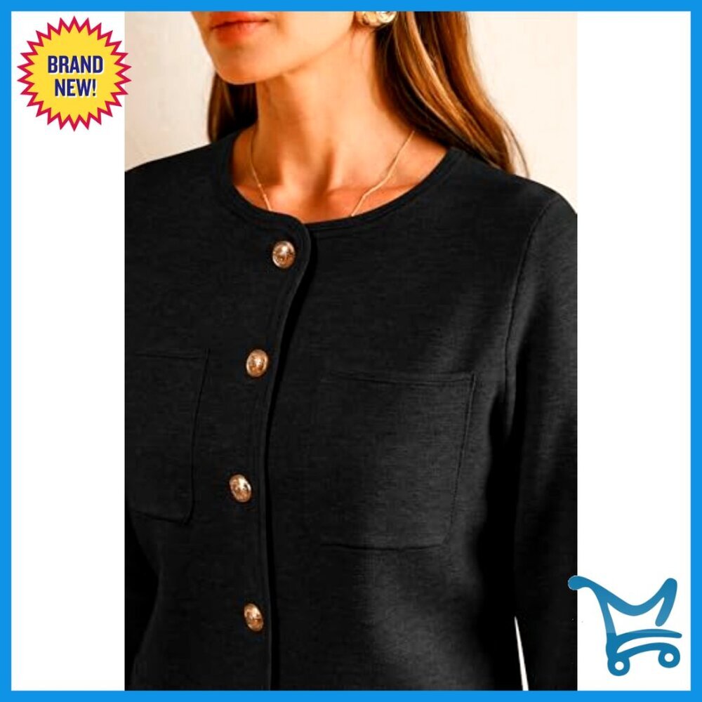 Wool Blend Sweater Blazer with Pockets Business Casual Jacket - Picture 6 of 7